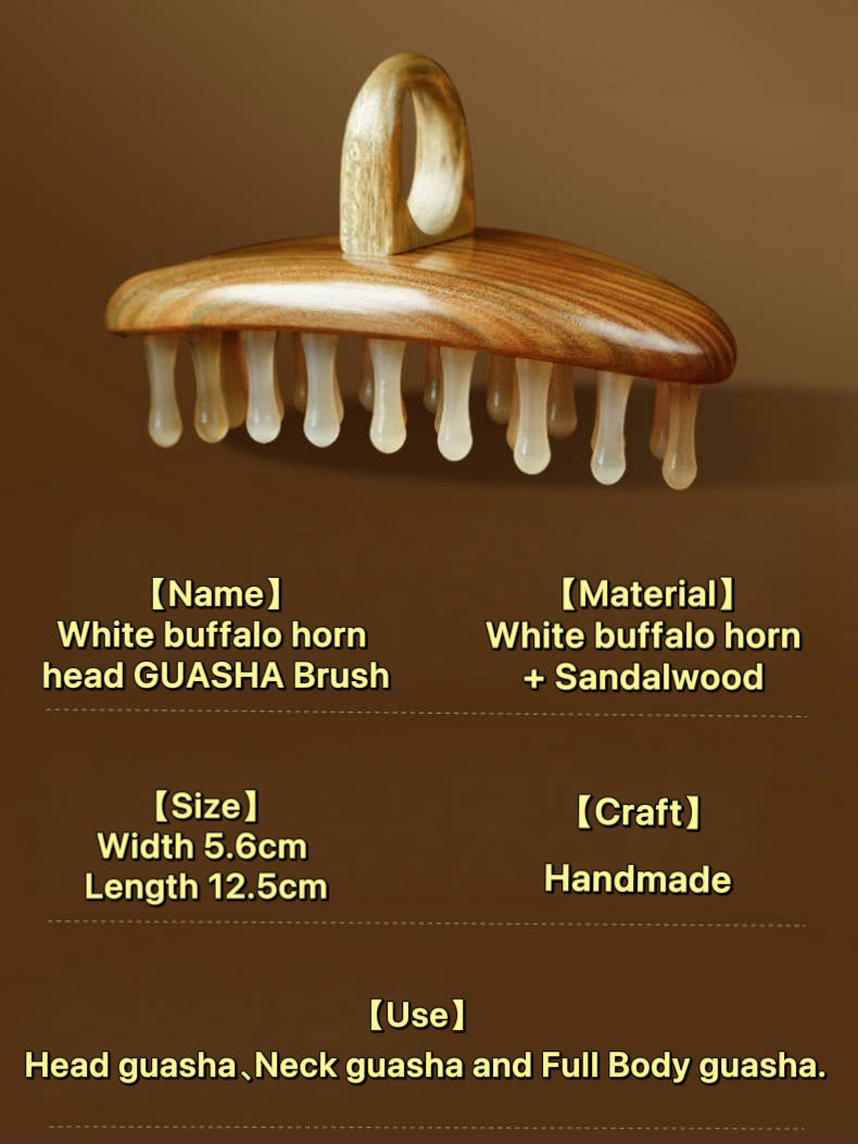 White buffalo horn head GUASHA Brush(oval)