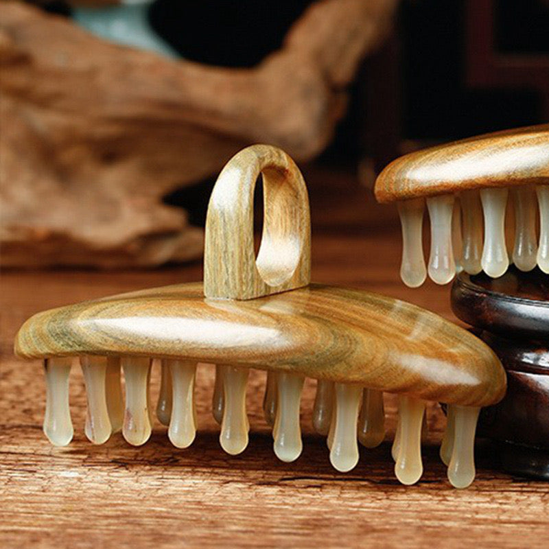 White buffalo horn head GUASHA Brush(oval)
