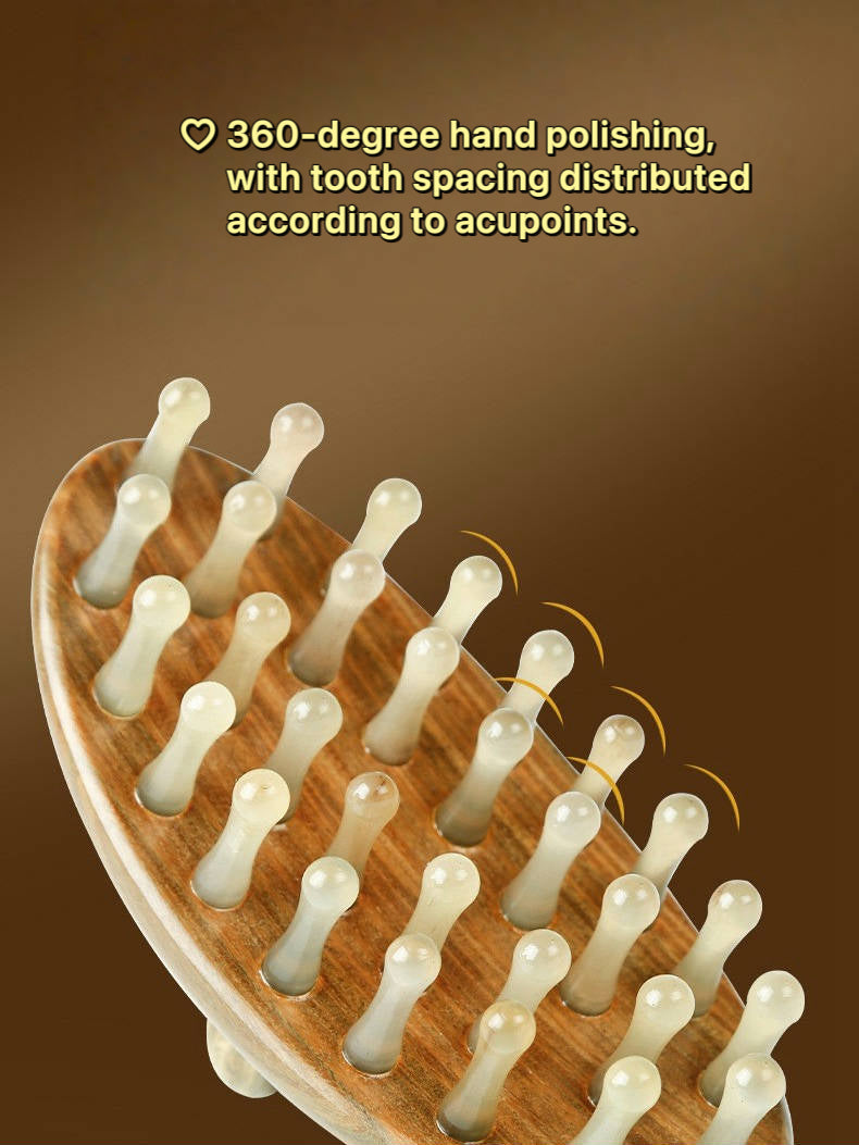 White buffalo horn head GUASHA Brush(oval)