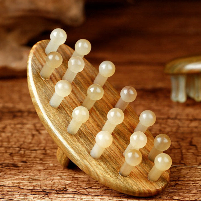 White buffalo horn head GUASHA Brush(oval)