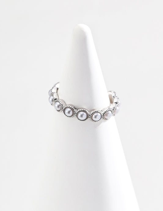 S925 Sterling silver pearl ring -J0276