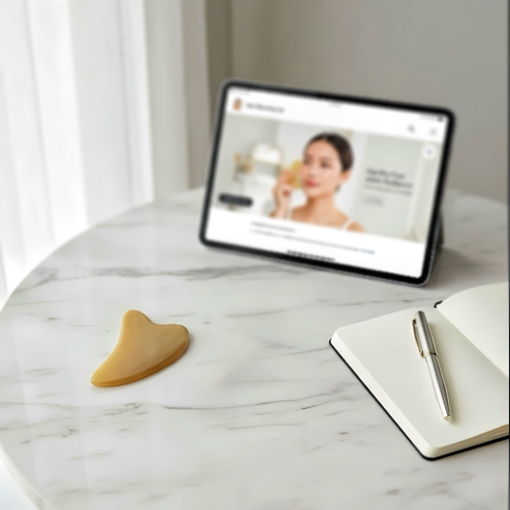 Facial Gua Sha Reset Kit — White Buffalo Horn Tool + TCM Beauty Guasha Course