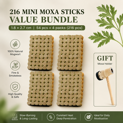 Natural Hand-Rolled Mini Moxa Sticks – 216 Pieces